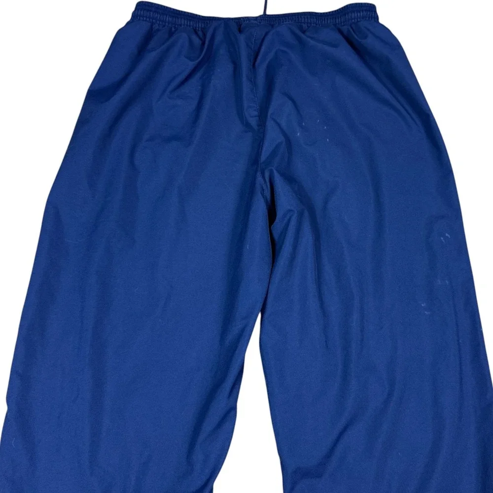 Vintage 2001 Adidas Navy Blue Striped Nylon Track Pants Men's Medium FLAWS